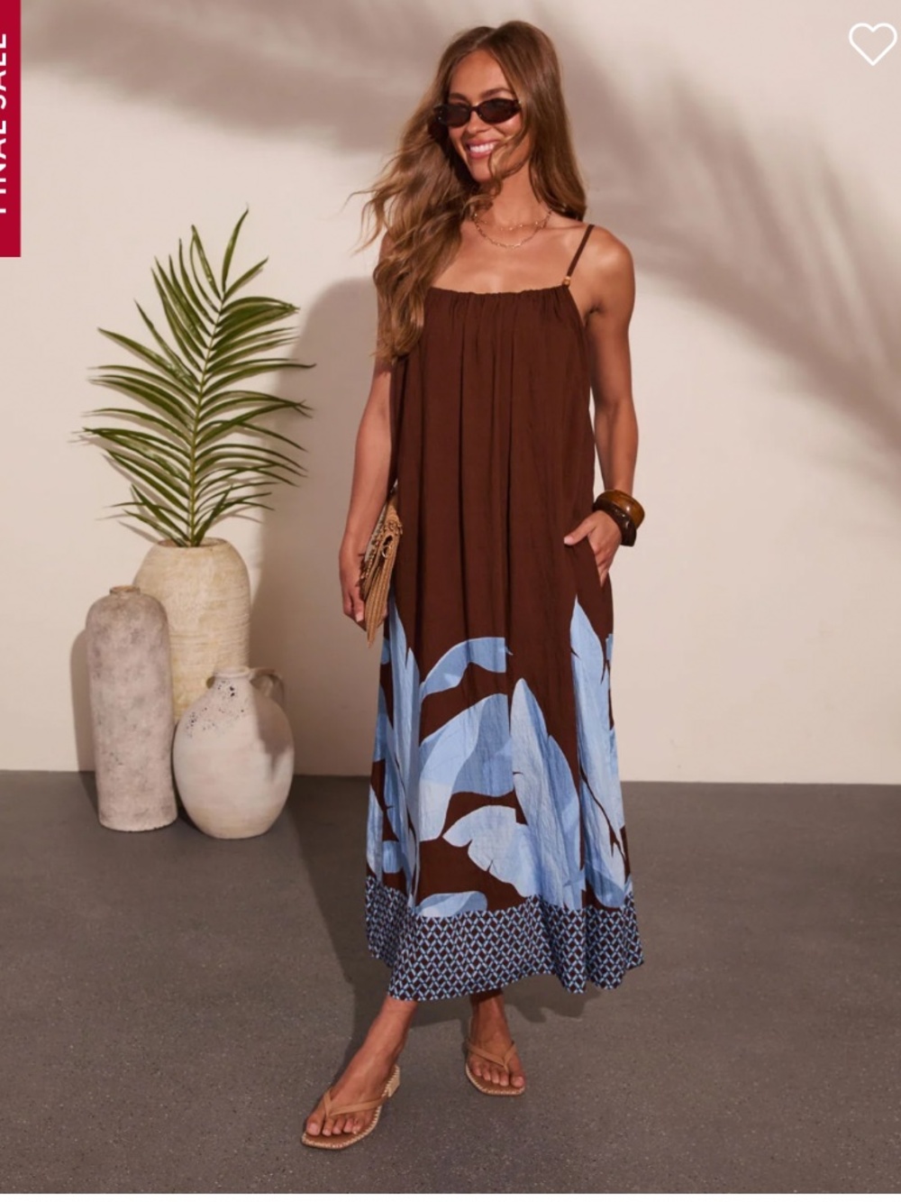 NWT Vici Amalfi Society fall tropical leaf maxi dress M L